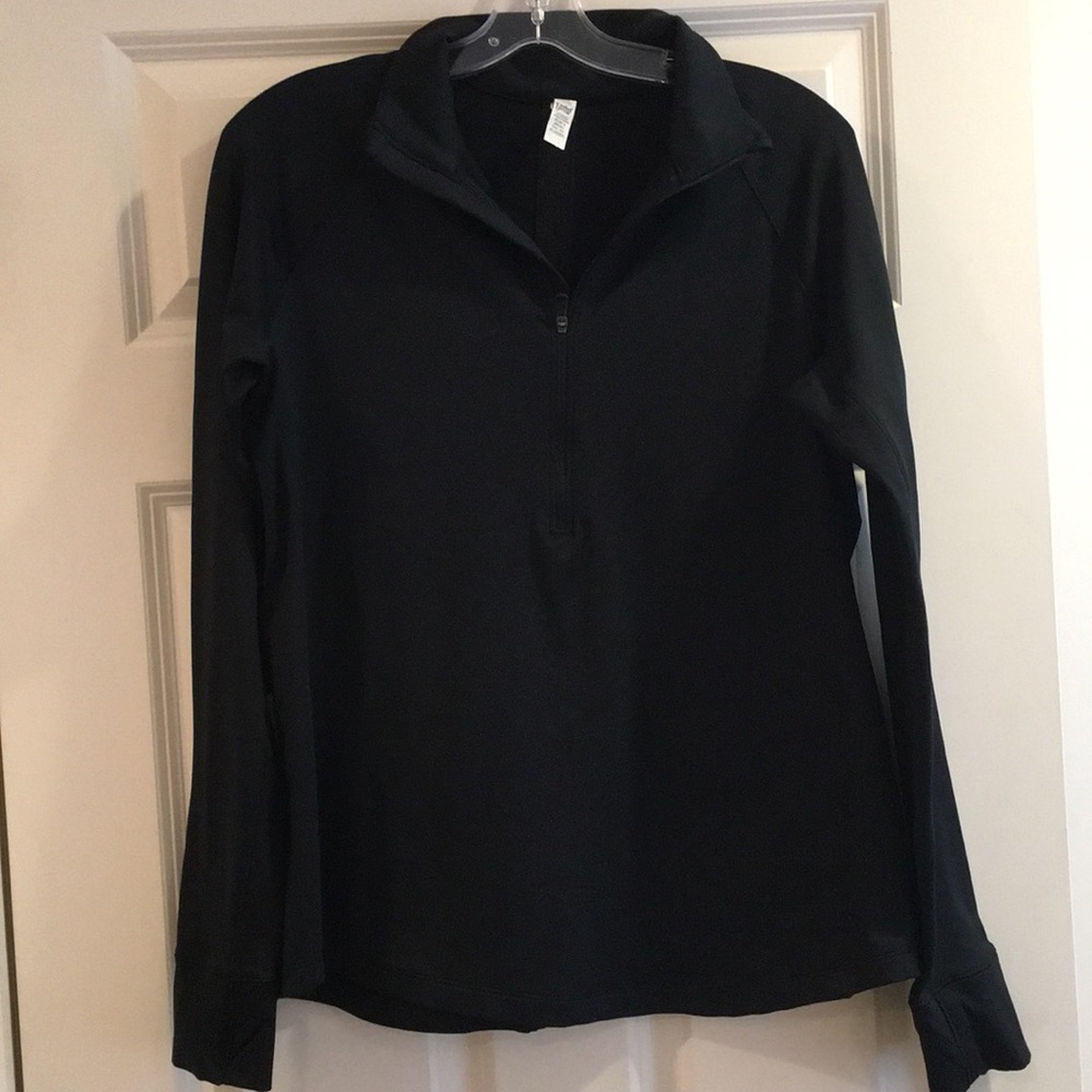 Black Half Zip Cold Gear Exercise Top — XL
